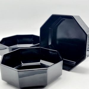 4pc - Vintage Arcoroc France “Octime” Black Geometric Octagon Bowls